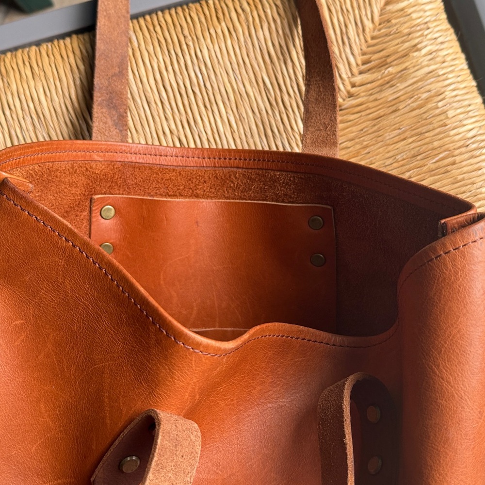 Anthropologie Leather Tote in Cognac Brown - Picture 9 of 13